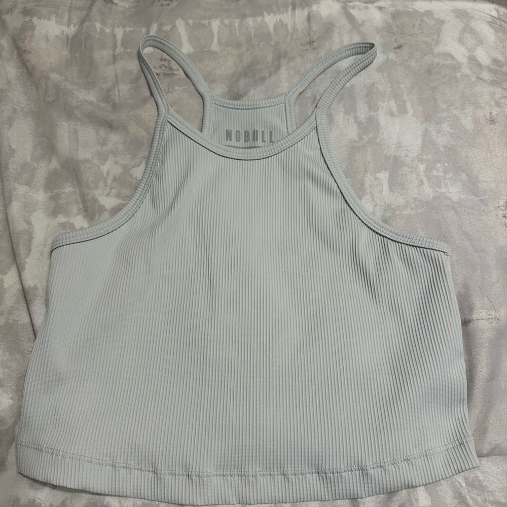 NOBULL Ribbed Crop Tank Top in Light Gray